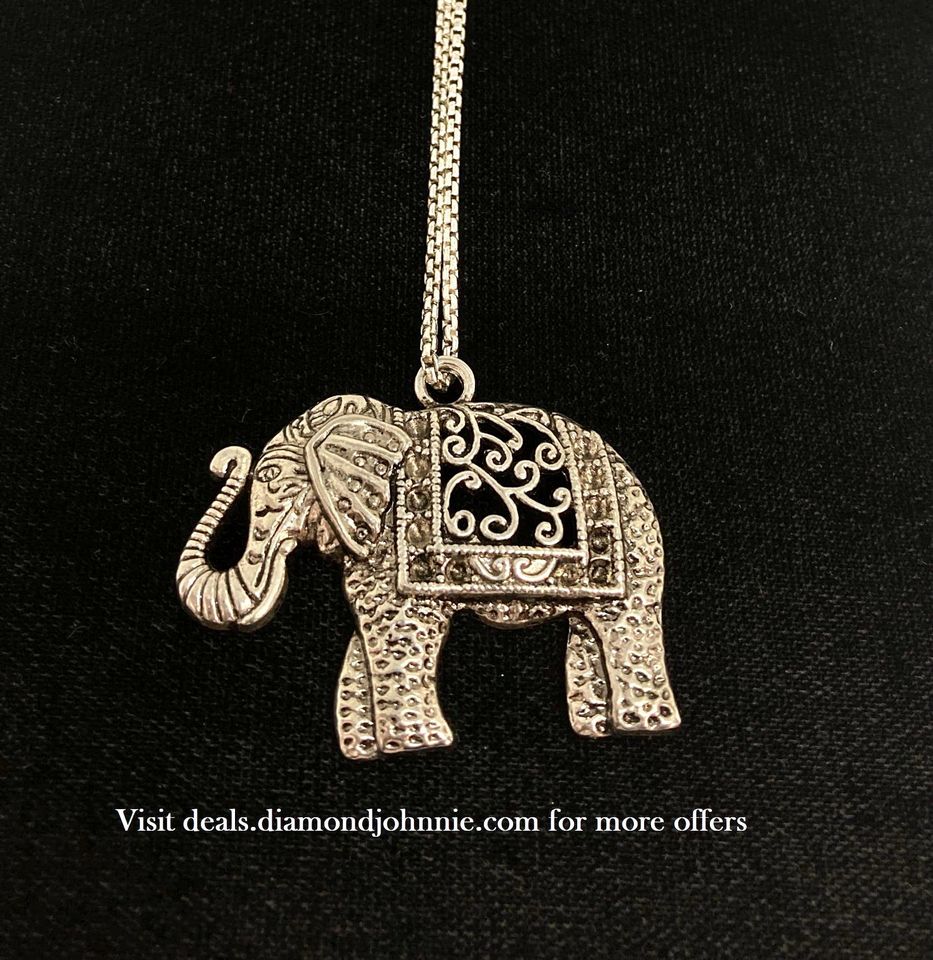Gorgeous 925 Sterling Silver 26" Chain + Elephant Pendant