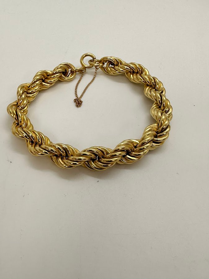 High End Consignment 14Karat Unisex Yellow Gold Rope Bracelet 8mm
