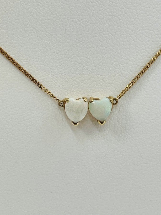 Double Love Natural Opals 10 karat , 18" Necklace