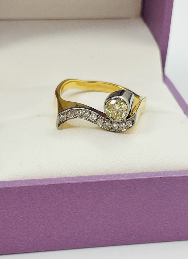 Save $2000.00 Canary Natural Diamond Ring in 18K Yellow or White Gold