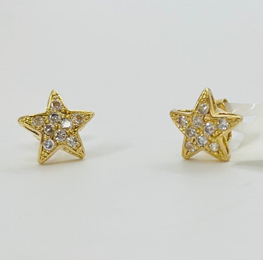 Beautiful 14 Karat Yellow Gold Star Earrings With a Screw-backs
