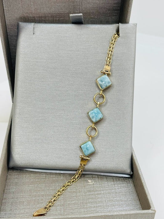 Award Winning Vintage Reversible 14 Karat Bracelet with Natural Turquoise & Amber