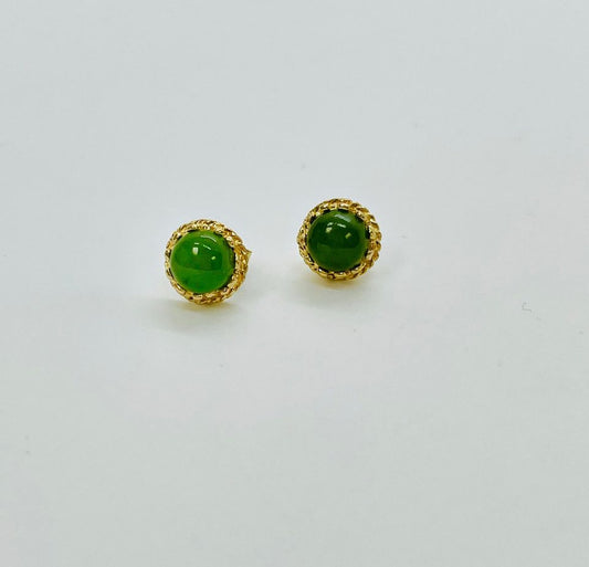 14 Karat 6mm Natural Jade Earrings