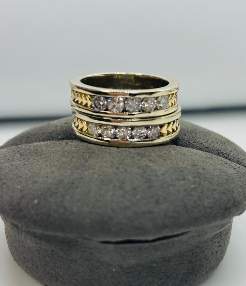 18K two tone Gold and Diamonds Matching Bands certified at $5265.00 each set with 0.50CTW Diamonds