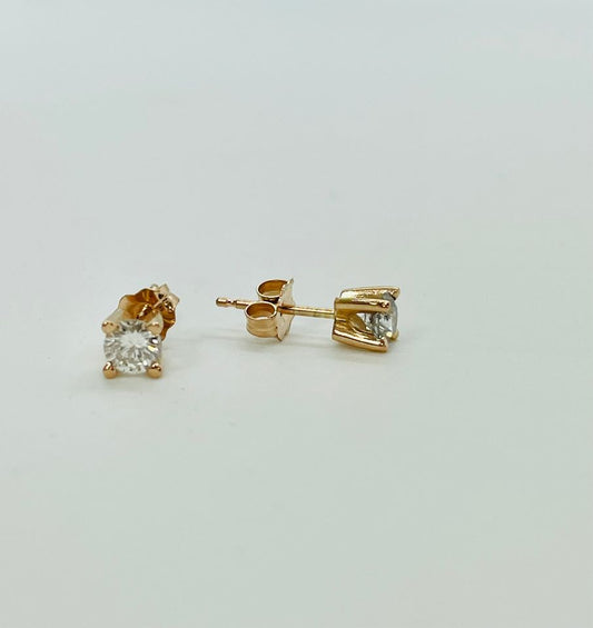 14Karat Rose Gold Natural Diamonds Studs 0.50CTW SI1-H