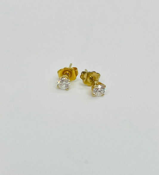 14Karat Yellow Gold .60 Carats Diamond Studs in H Colour