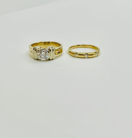 Showcase Clearance Wedding Set 14Karat Yellow Gold 0.85 Carat Natural Diamond