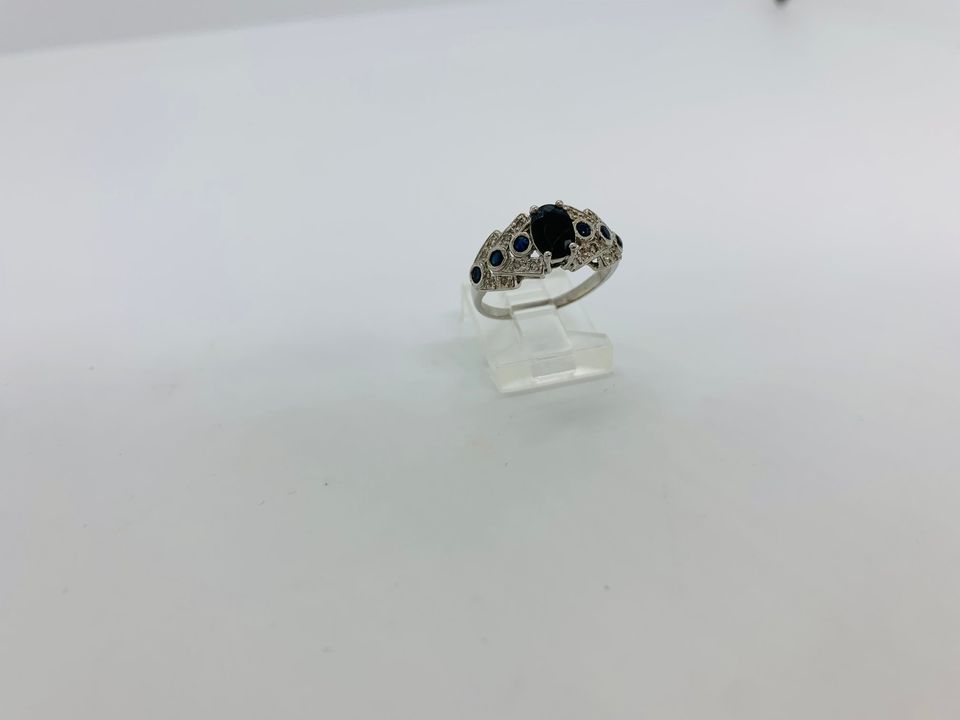 Vintage Style Sterling Silver Ring sets with Genuine Sapphires and Diamonds